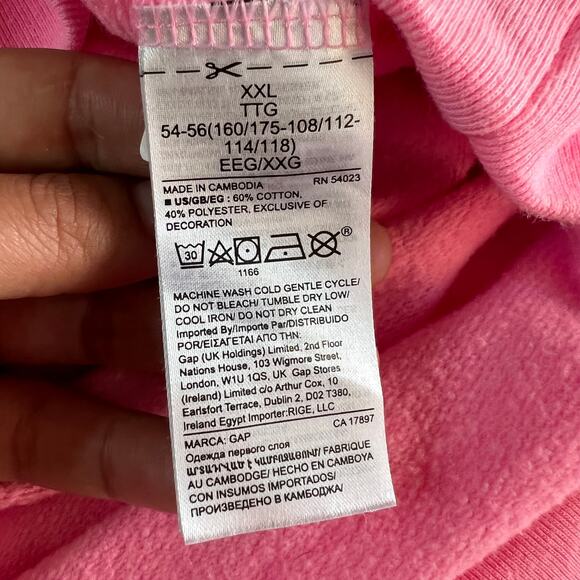 GAP Womens Pink Plain Hoodie, Size XXL, Oversize, Cotton Blend - Picture 10 of 13